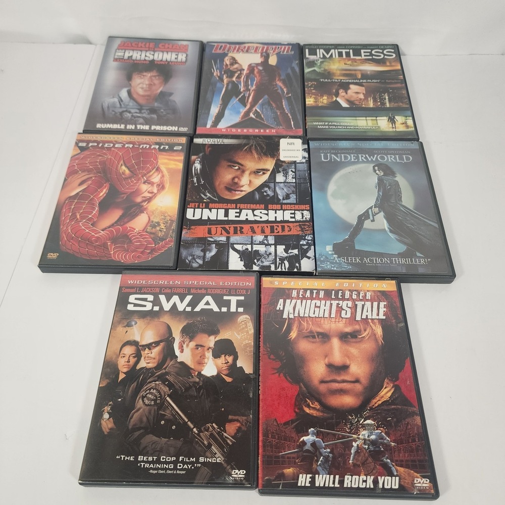 8 DVD Action Movie Lot Spider-Man 2 Underworld Daredevil‎ SWAT Jackie Chan
